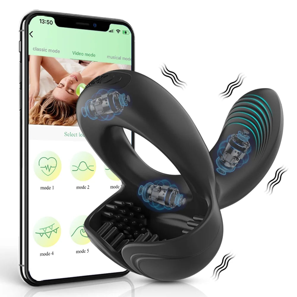 4 in 1 Penisring Cockring  Vibratoren mit 10 Leistungsstarke Vibrationsmodi