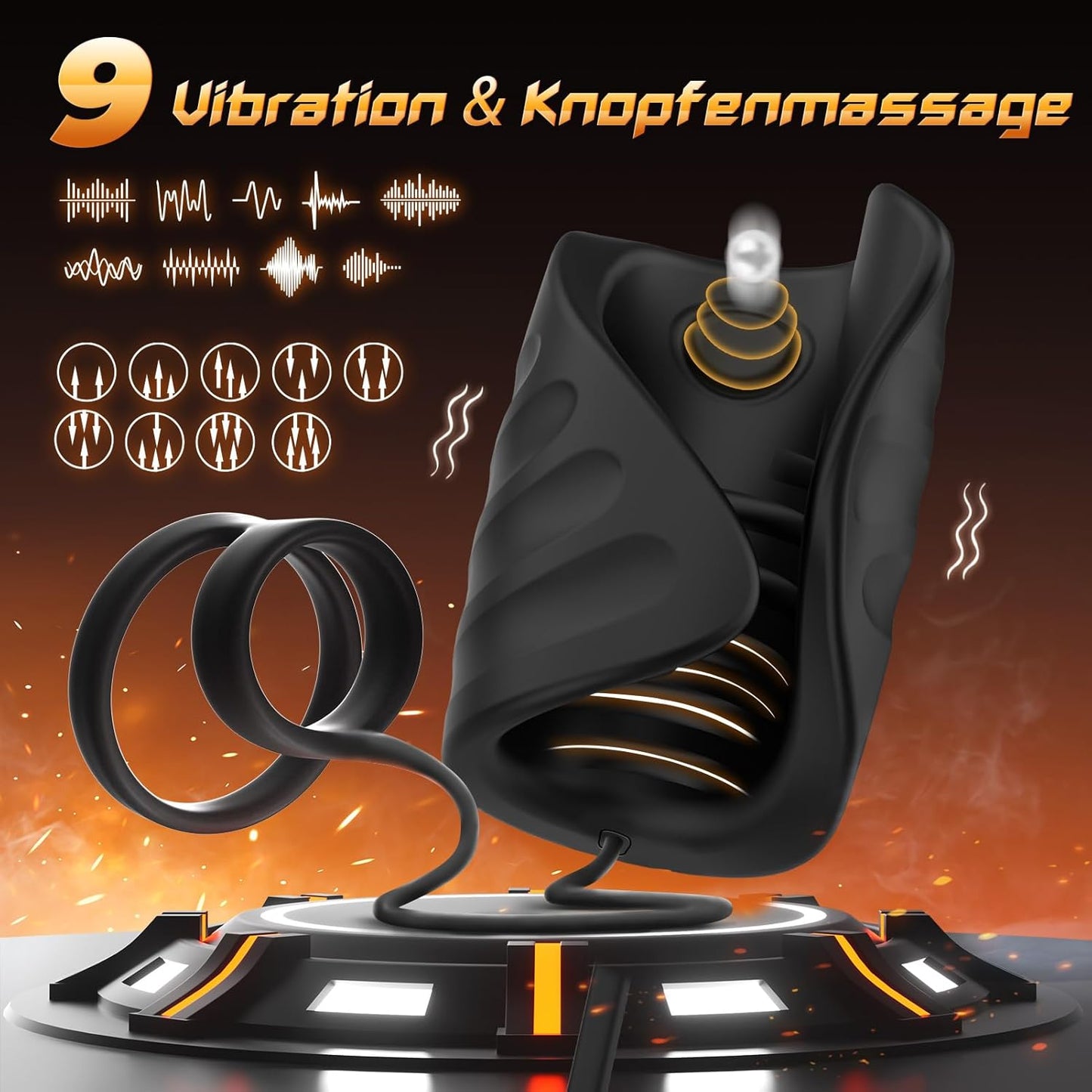 Elektrischer Penistrainer Vibratoren Stroker Masturbatoren mit 9 Vibrierende