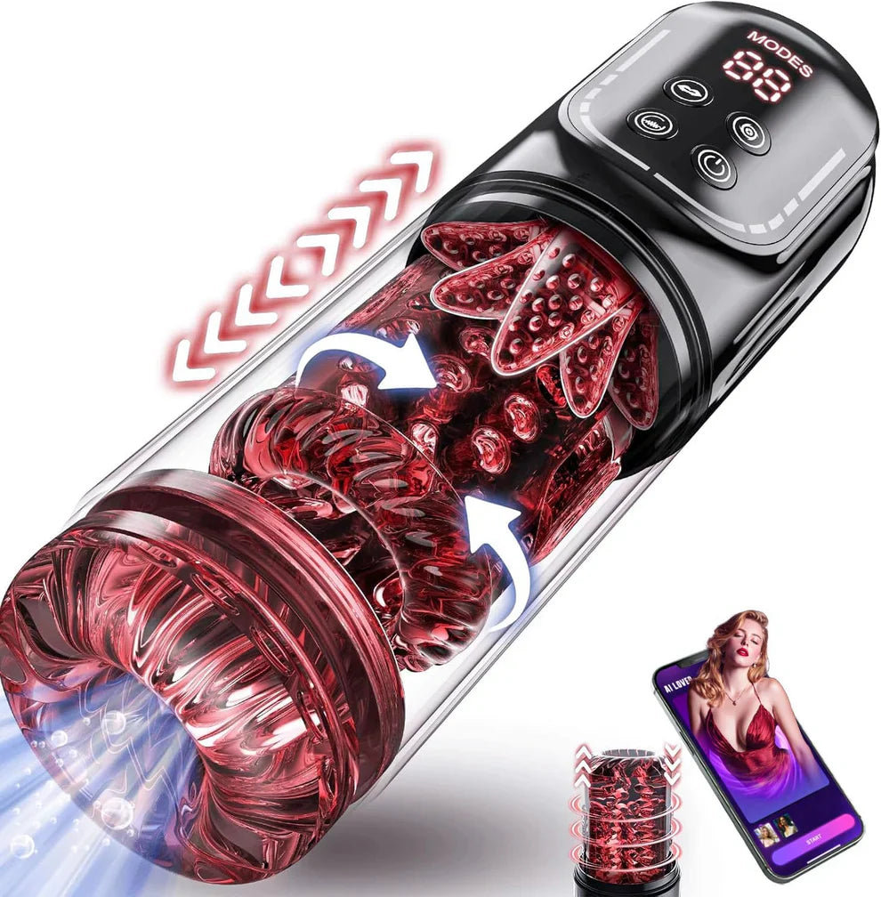 Automatischer Masturbator Penispumpen Lustmaschine mit 7 Stoß & Rotations & Vibrations