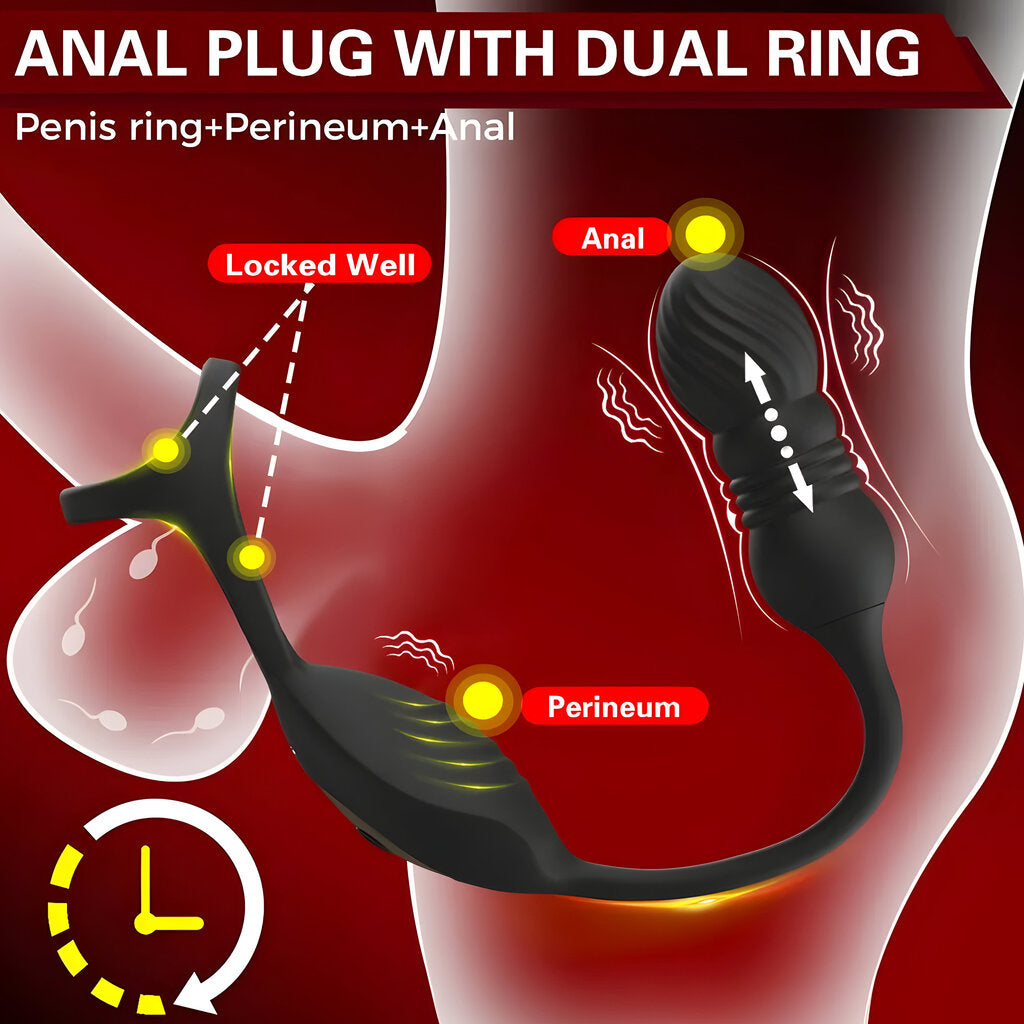 4 IN 1 Analvibrator Dildo Penisring Prostata Stimulator mit 9 Vibrationsmodi