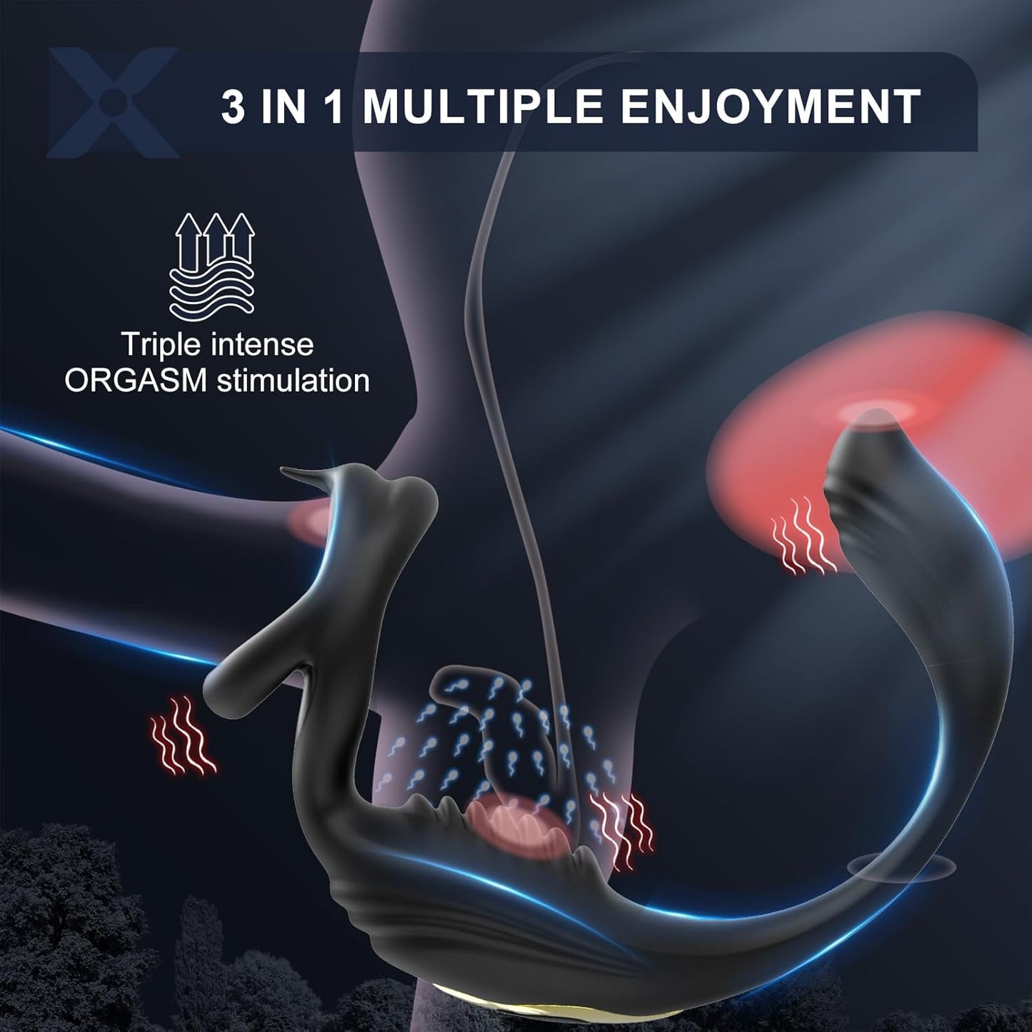 4 in 1 Penisring Prostata Analplug mit 7 Intensive Vibrationsmodi