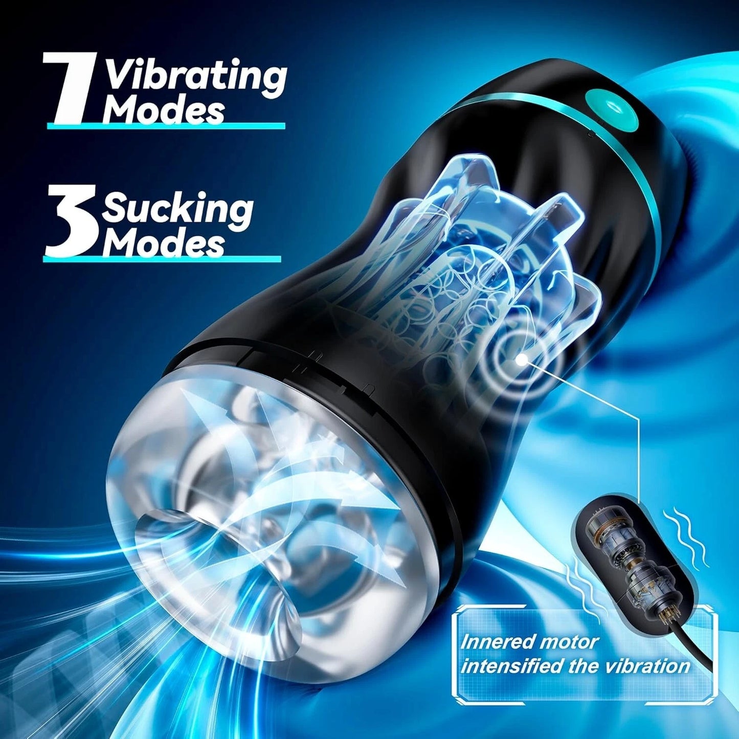 Elektrischer Masturbator Penisstimulator Vibrator mit 7 Vibrations und 3 Saugmodi