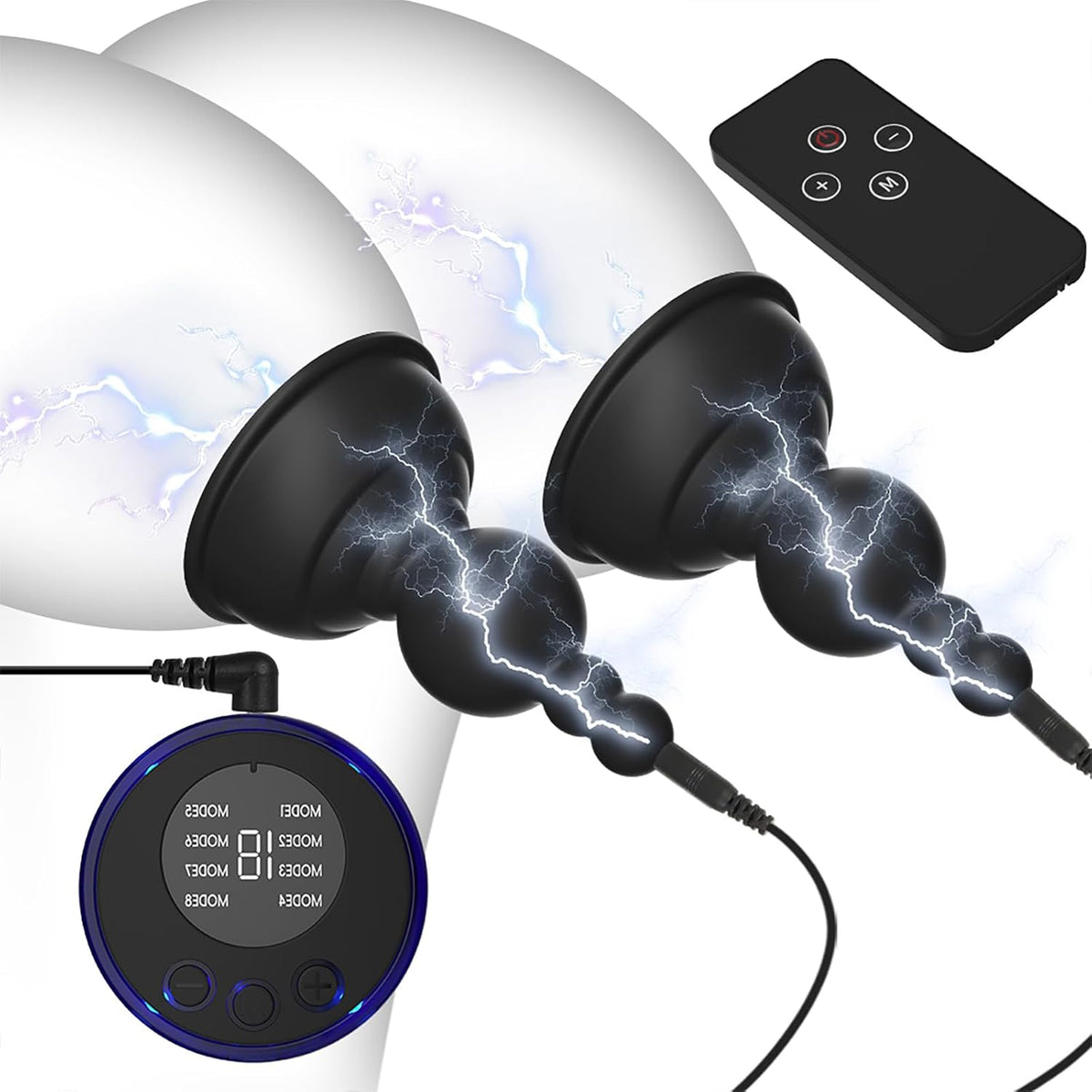 Elektro Shock Nippelsauger Brustwarzenklemmen mit 8 Elektrosex Modi