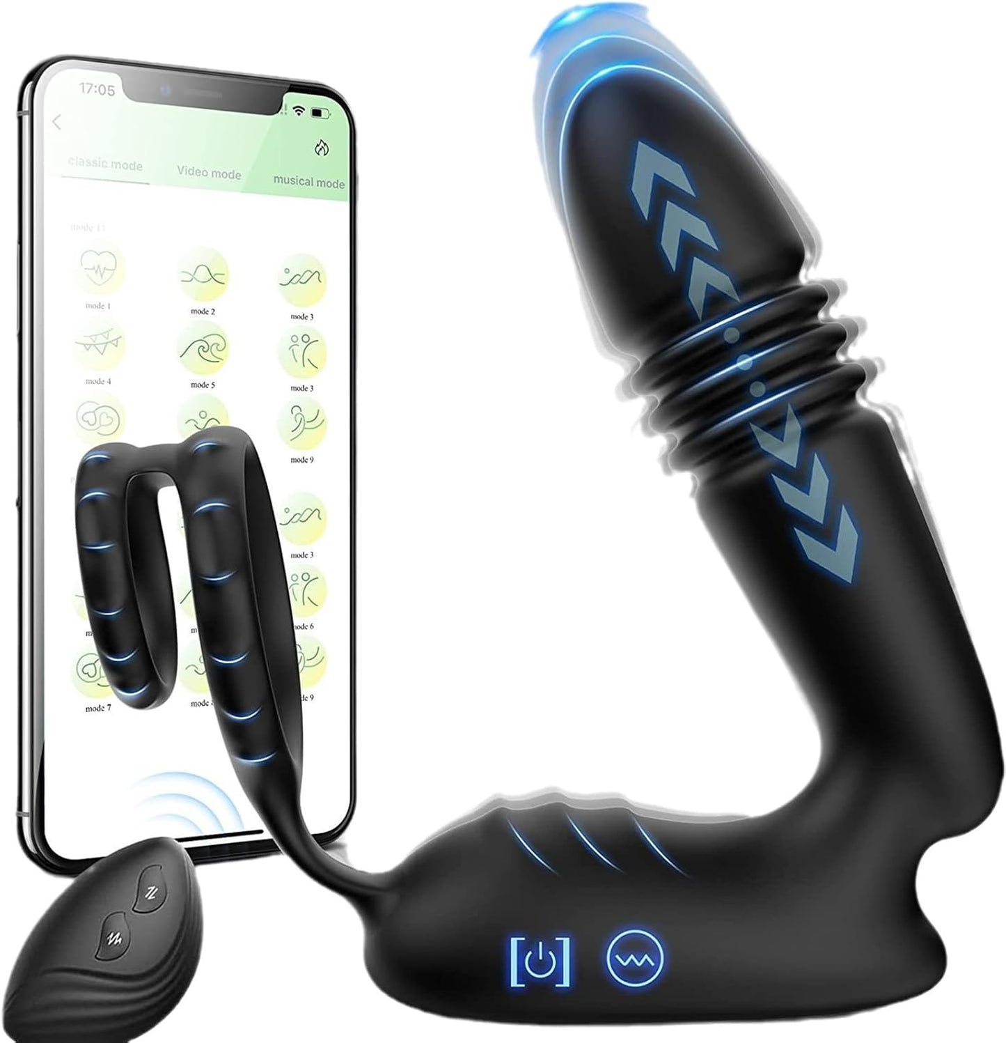 3 IN 1 Analvibratoren Prostata Stimulator Massagegeräte mit 9 Teleskopmodi 9 Vibrationsmodi