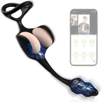 3 IN 1 Hodenvibrator Penisring Vibratoren Prostata Stimulator Massagegeräte mit 9 Vibrationsmodi