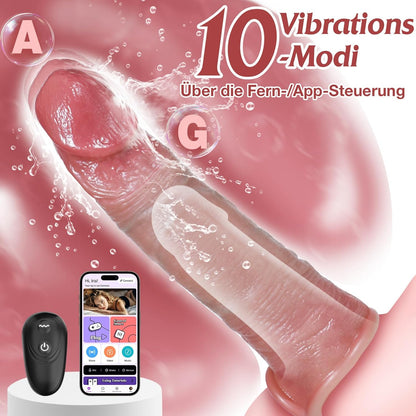 App Penishülle Dildo Vibrator Penisverlängerung mit 10 Vibrationsmodi