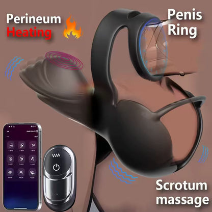 360° Hoden Vollabdeckungsstimulator Penistrainer Vibrator mit 9 Vibrations & Heizmodi