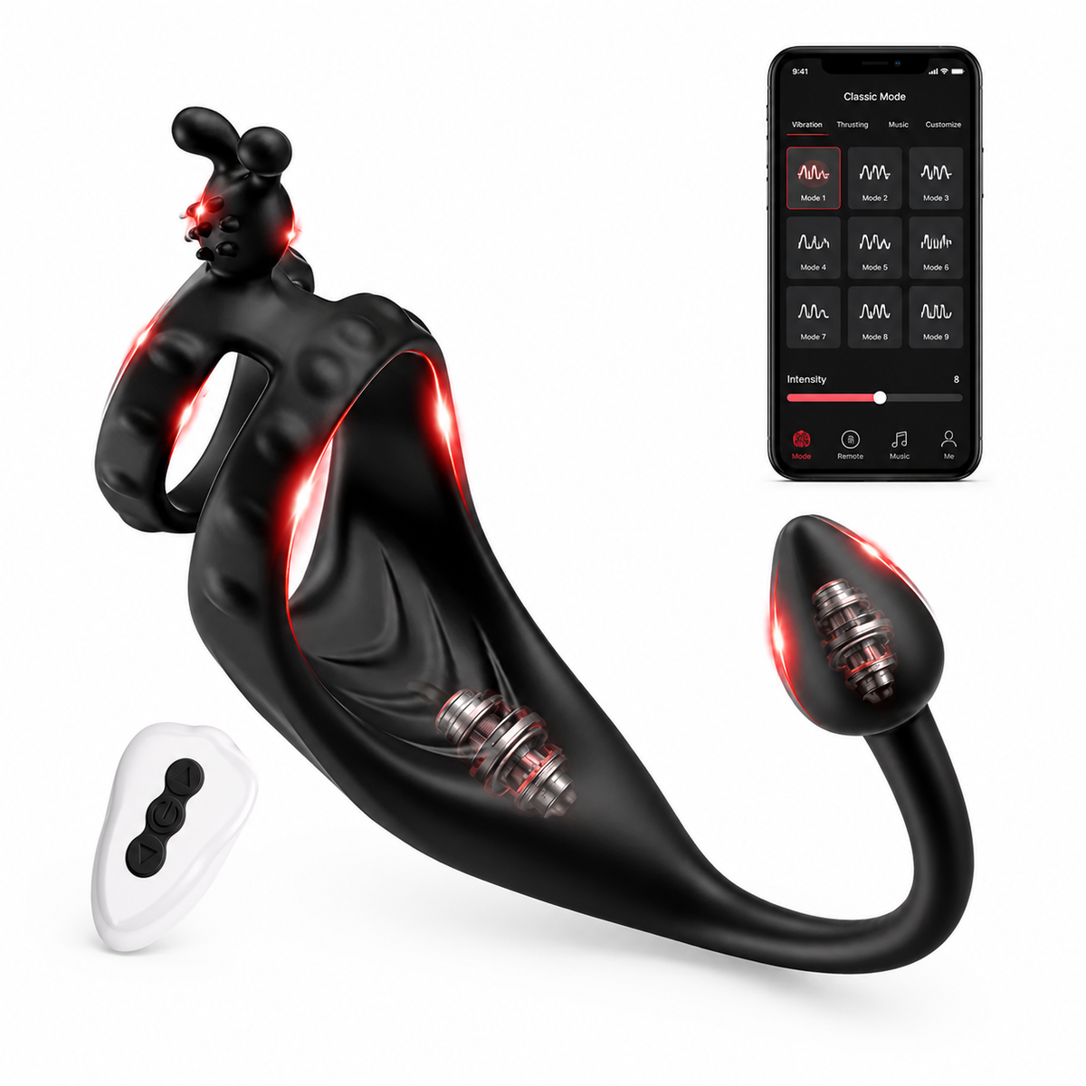 4 IN 1 Prostatamassagegerät Analvibrator Penisring Taint-Stimulator mit 9 Vibrationsmodi