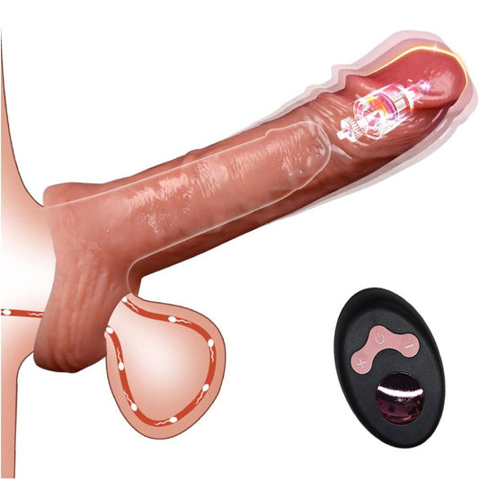 Elektrische Penishülle Vibrator Penismanschette mit 10 Vibrationsmodi & Fernbedienung