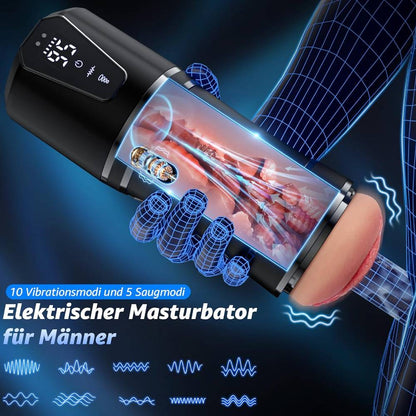 Realistische Masturbator Taschenmuschi Penis Stimulator mit 10 Vibration & 5 Saugmodi