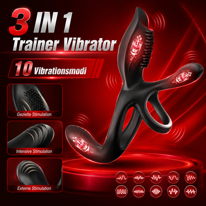 3 IN 1 Cockring Penis Trainer Vibrator Klitorisstimulator mit 10 Vibrationsmodi