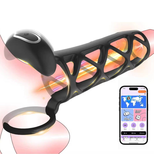 Innovativer Penisring Penishülle Klitorisstimulation mit 9 Vibrationsmodi