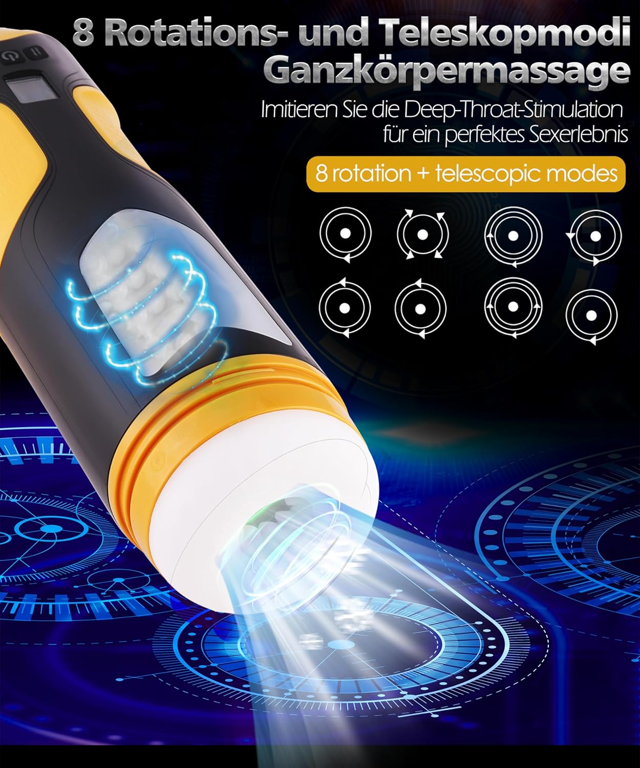 APP-Steuerung Elektrisches Masturbator Penis Stroker mit 8 Modi & Teleskopfunktion & Rotierender