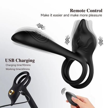 3 IN 1 Cock Ring Penis Vibrator Stimulator mit 10 Vibrationsmodi