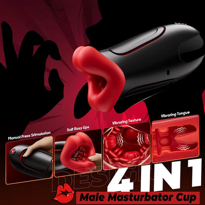 Elektrischer Masturbator Oralsex Stroker Blowjob Taschenmuschi mit 9 Vibrationsmodi