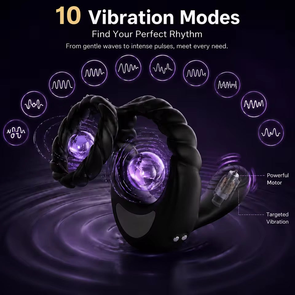 3 IN 1 Cock Ring Penisrainer Vibrator Hoden Stimulator Dammstimulationmit 10 Vibrationsmodi