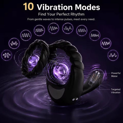3 IN 1 Cock Ring Penisrainer Vibrator Hoden Stimulator Dammstimulationmit 10 Vibrationsmodi