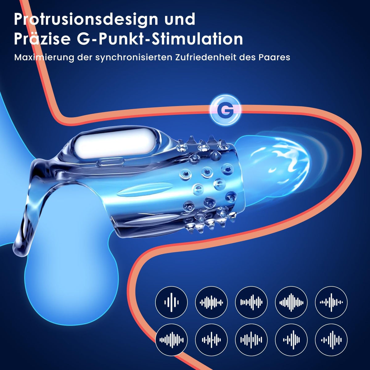 Transparente Penishülle Vibrator Cock Ring Penisvergrößerung mit 10 Vibrationsmodi