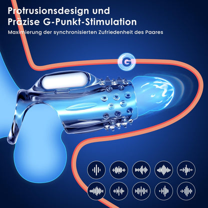 Transparente Penishülle Vibrator Cock Ring Penisvergrößerung mit 10 Vibrationsmodi