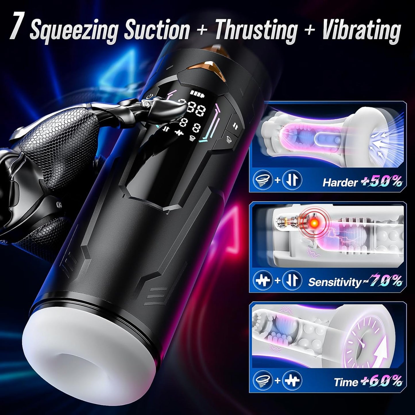 KI App Automatische Masturbator Sexmaschine mit 8 Saug & Stoß & Vibrationsfunktionen