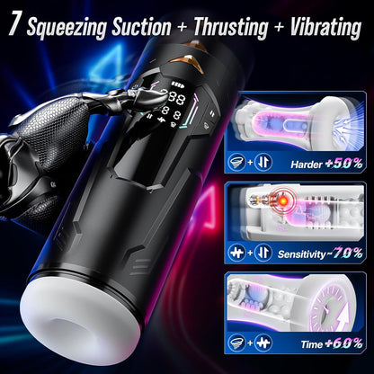 KI App Automatische Masturbator Sexmaschine mit 8 Saug & Stoß & Vibrationsfunktionen