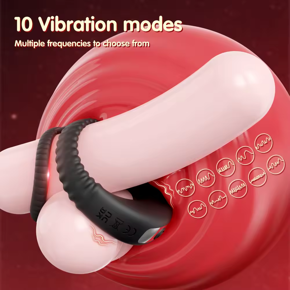 2 IN 1 Dubbele Cockring Penis Vibrator Stimulator mit 10 Vibrationsfrequenzen