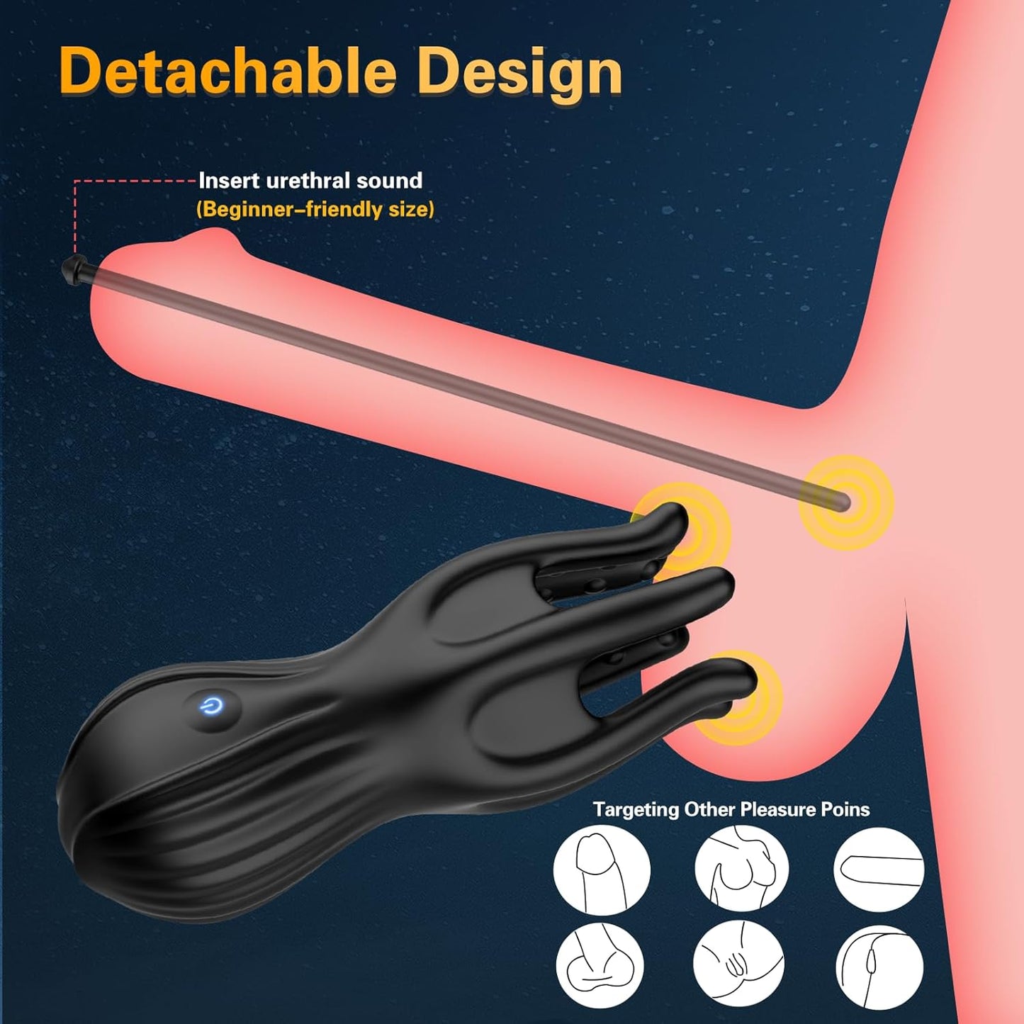 Eicheltrainer Penis Massagegerät Harnröhren Stimulator mit 10 Vibrationsmodi