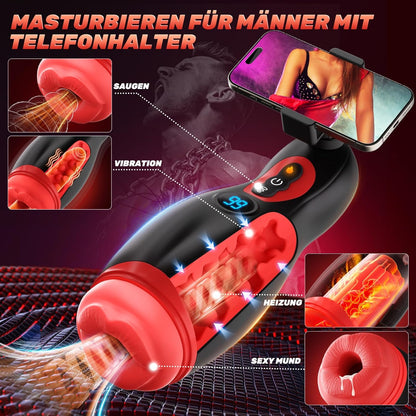 6 IN 1 Realistische Masturbieren Penis Vibrator Blowjob mit 9 Saugen & 9 Vibration