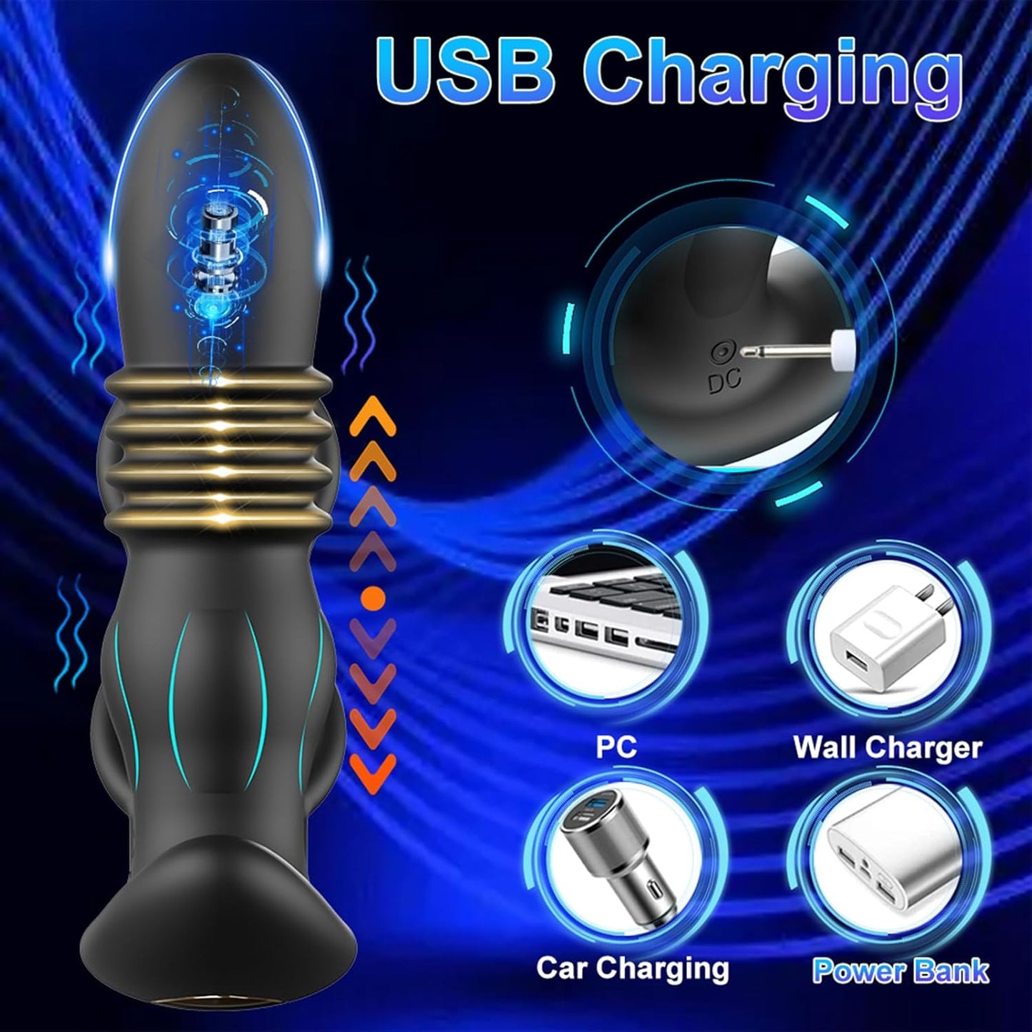 Analvibratoren Butt Plug Prostata Massager Penisring mit 10 Vibrationsmodi