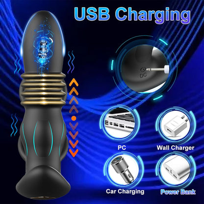 Analvibratoren Butt Plug Prostata Massager Penisring mit 10 Vibrationsmodi