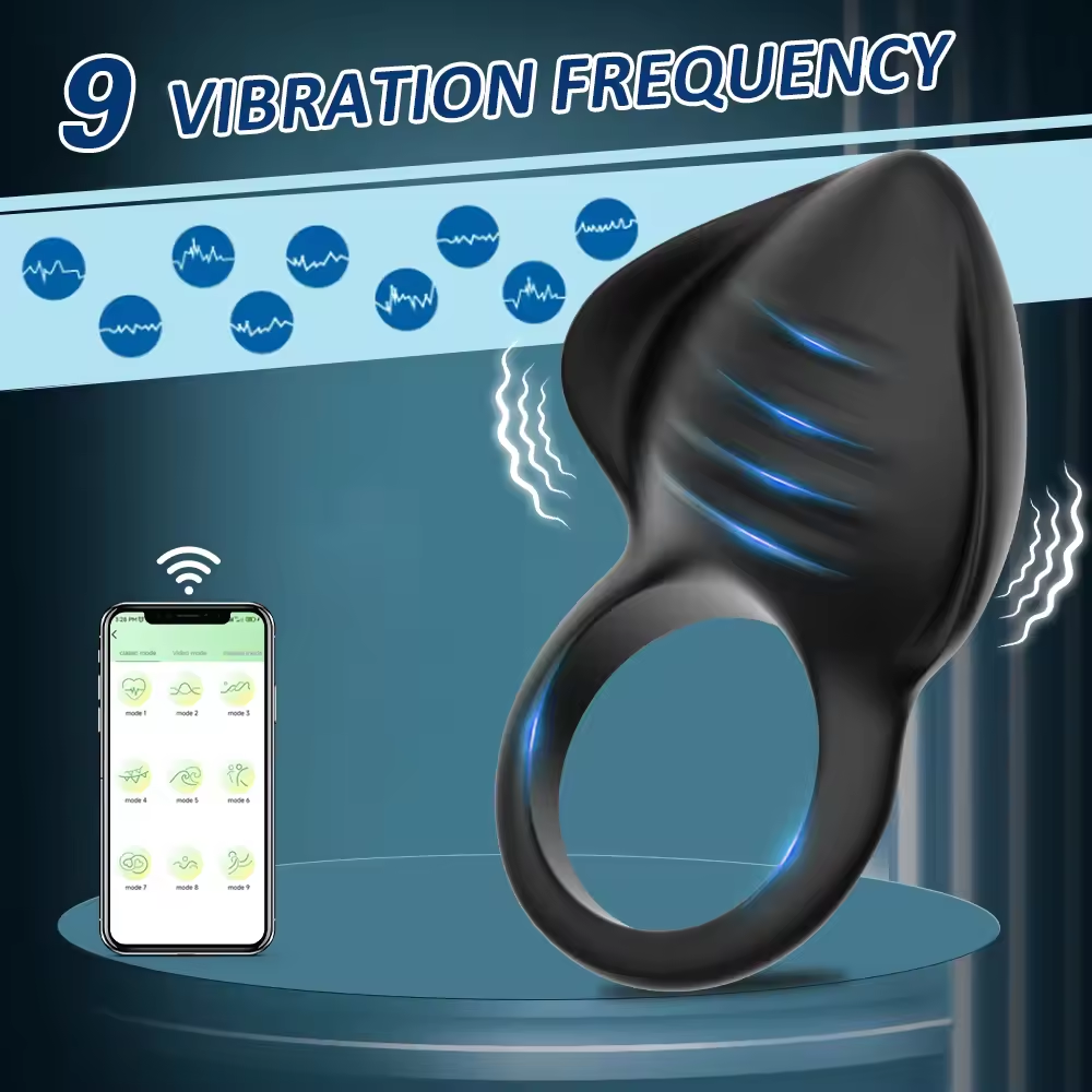 App-gesteuerter Cock Ring Penis Vibrator mit 9 Vibrationsmodi