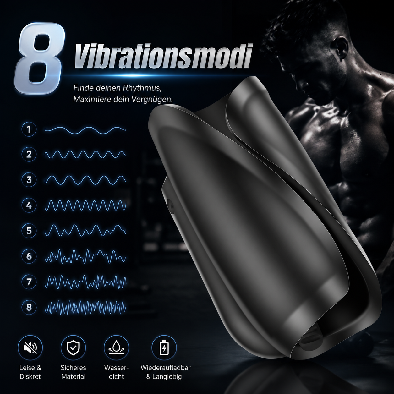Automatische Penistrainer Stimulator Sex Masturbator mit 8 Vibrationsmodi