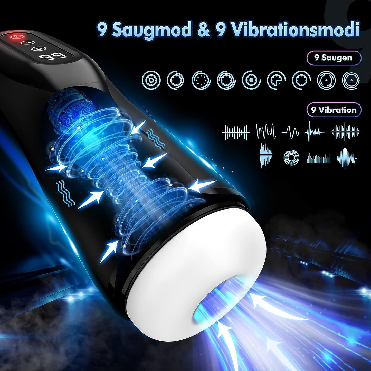 LCD Display Elektrisch Masturbator Penis Trainer Vibrator mit 9 Saugmodi 9 Vibrationsmodi
