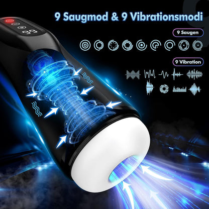 LCD Display Elektrisch Masturbator Penis Trainer Vibrator mit 9 Saugmodi 9 Vibrationsmodi