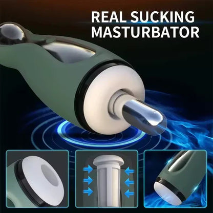 Automatischer Stroker Blowjob Masturbatoren mit 3 Saugnäpfen und 6 Starken Vibrationen