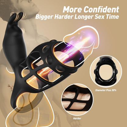 App Cock Ring Cage Penistrainer Vibrator Penishullen mit 10 Vibrationsmodi