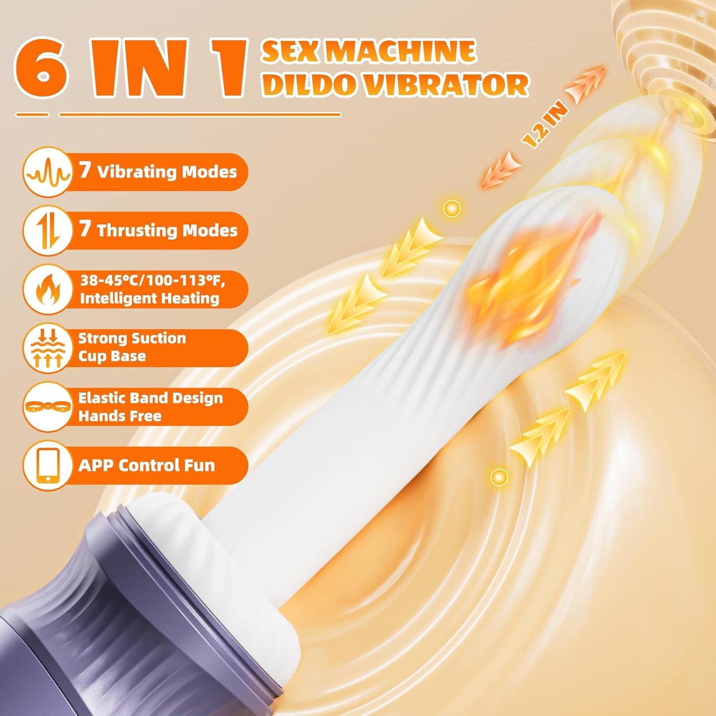 APP Control Sex Machine Thrusting Dildo Vibrator mit 10 Vibrating & Thrusting & Heizung