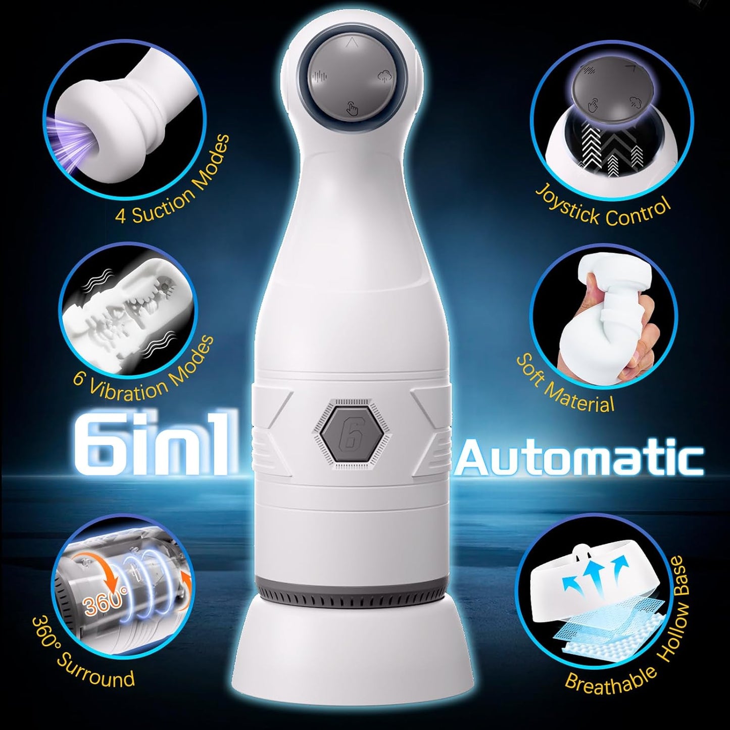 6 IN 1 Verbesserter Automatischer Masturbator Sexmahine mit 6 Vibrations & 4 Saugmodi