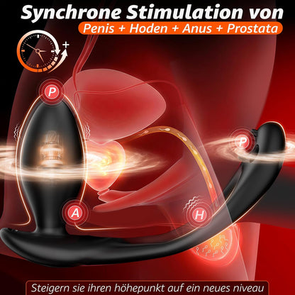 4 IN 1 Tragbarer Analvibrator Penisring Hodenvibration mit Stoßfunktion & 9 Kraftvolle Modi