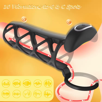 Innovativer Penisring Penishülle Klitorisstimulation mit 9 Vibrationsmodi