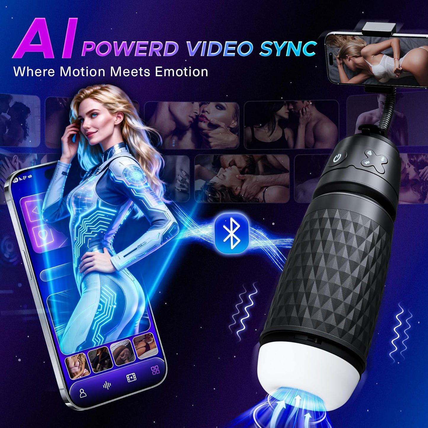 Freihändiger Masturbator Stroker Sexmachine mit 3 Saug & 4 Vibrationsmodi