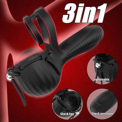 3 IN 1 Cock Ring Hodenstimulator Penistrainer Vibrator mit 10 Vibrationsmodi