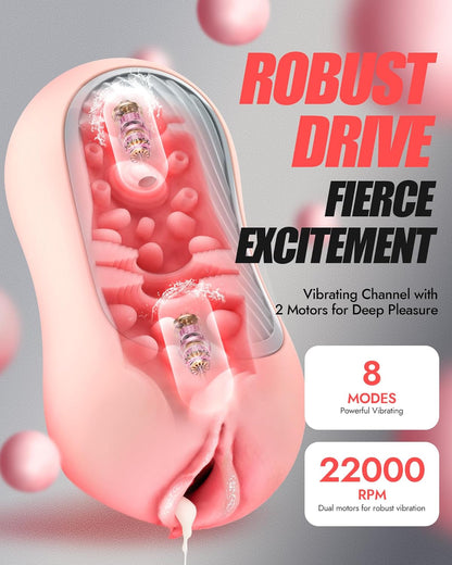 Squeezable Realistischer Masturbator Penis Stroker Blowjob mit 8 Vibration & Saug