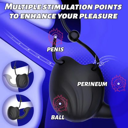 Eicheltrainer Penisringe Hodenstimulator Masturbator mit 10 Vibrationsstufen