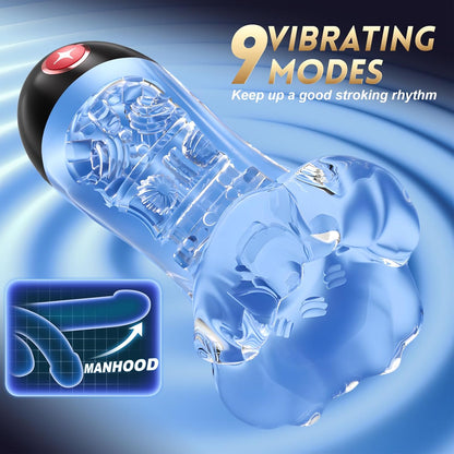 KI-Sync App Transparenter Penis Trainer Vibrator mit 9 Trainingsmodi