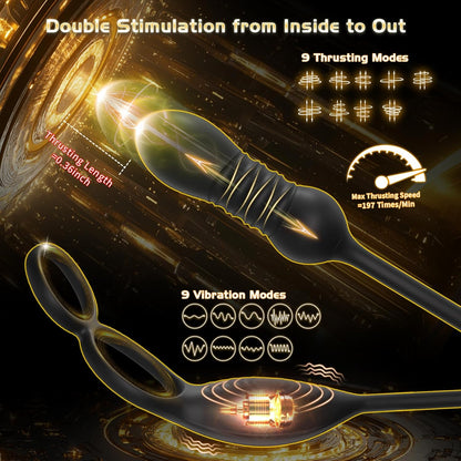 Prostata Massager Analvibrator Penisring mit 9 Stoß und Vibrationsmodi