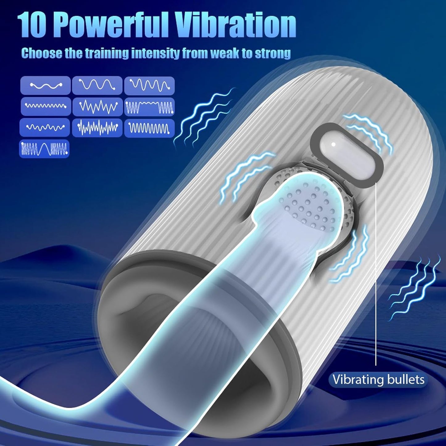 Elektrischer Masturbator Penistrainer mit 10 Vibrationsmodi &5 Saugmodi & 3 Rotationsmodi