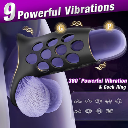 Penisring Vibrator Penisverlängerungs Stimulator mit 9 Leistungsstarken Vibrationsmodi