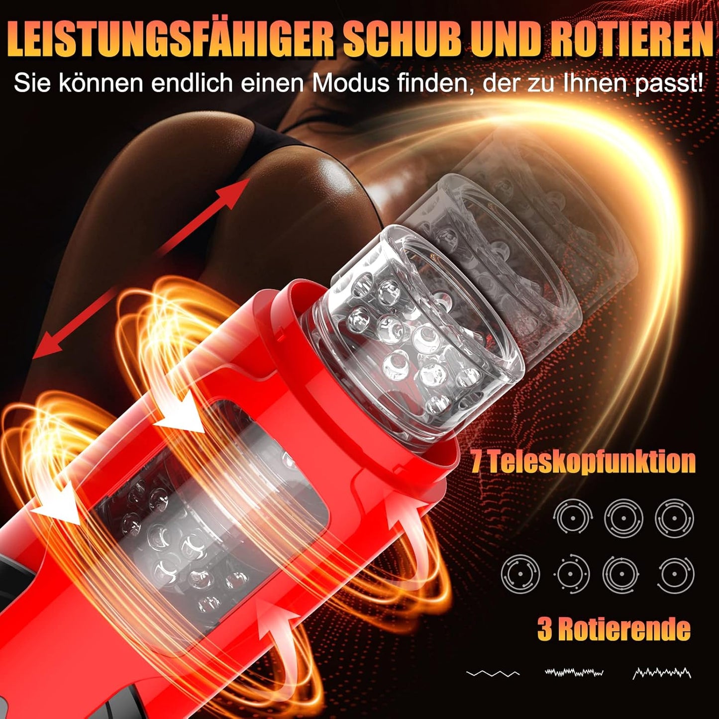 Elektrischer Masturbator Stroker Blowjob Sexmachine mit 7 Teleskop & Rotation