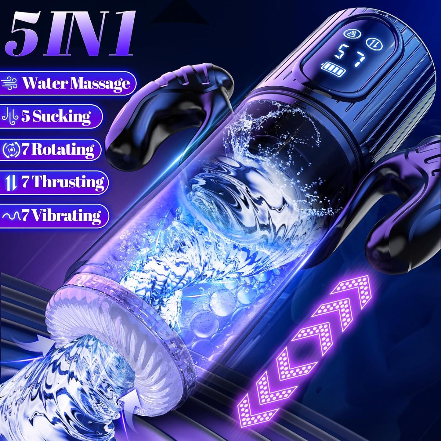 KI-synchronisierter Masturbator Penispumpe mit 7 Stoß & Rotationsmodi & 5 Saugmodi